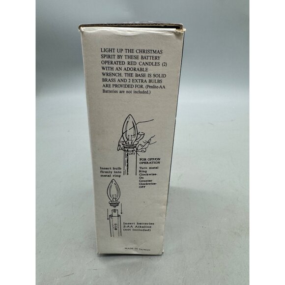 Holiday Battery-Operated Red Welcome Candles Brass Base NOT TESTED READ - Picture 3 of 10